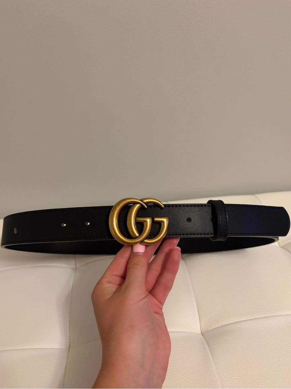 Belt with Gold Double G Buckle